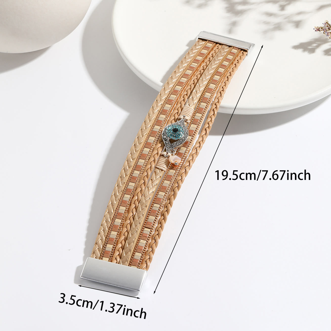 Olivenorma Weißer Zirkon Paraiba Turmalin Böse Augen Armband