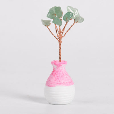 Olivenorma Kristall Baum des Lebens Pinke Vase Edelstein Dekoration