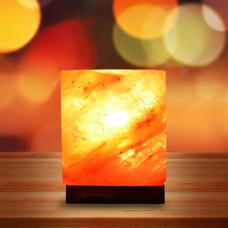 Olivenorma quadratische Form Himalaya Pink Salzkristall-Lampe