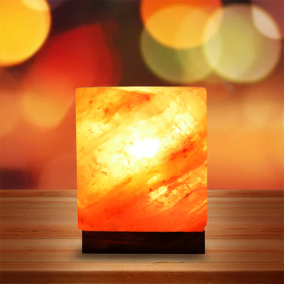 Olivenorma quadratische Form Himalaya Pink Salzkristall-Lampe