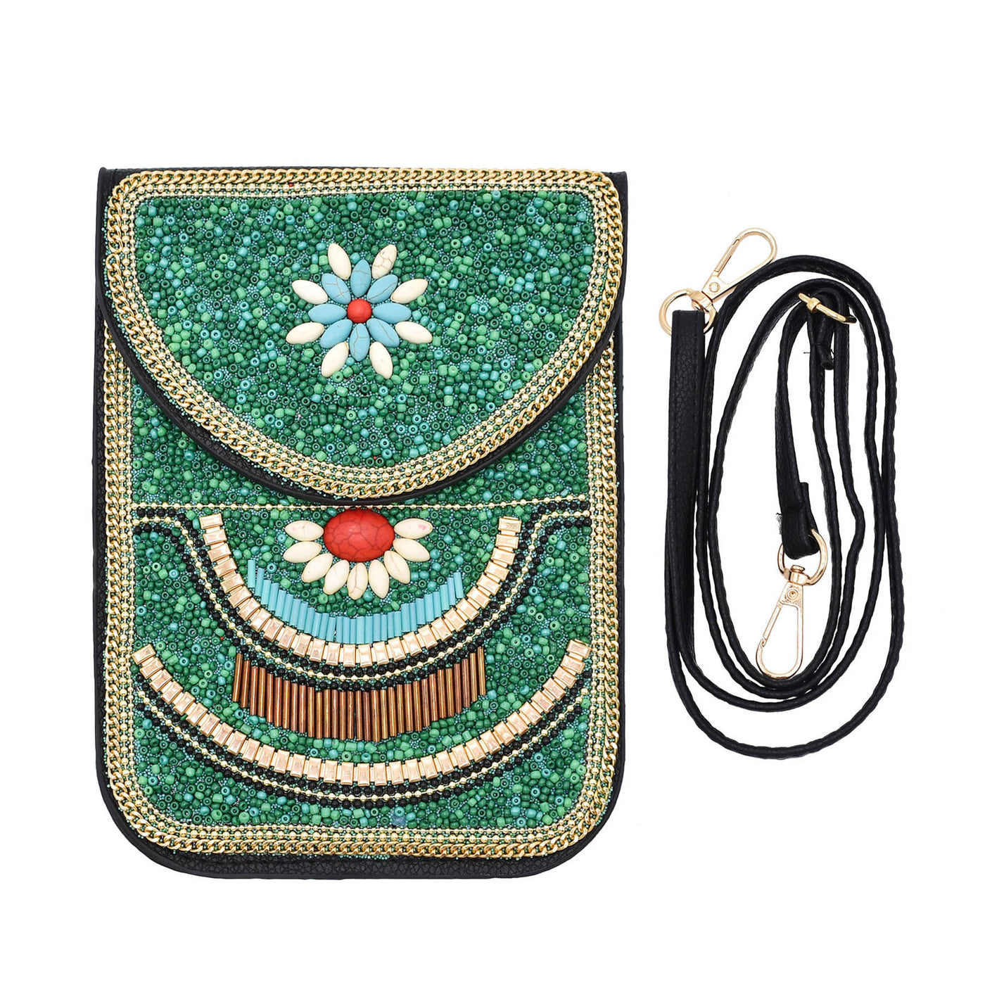 Olivenorma Ethnic Style Perlen Crossbody Handytasche 