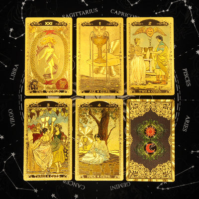 Olivenorma Rot Grün Sonne Mond PET Wasserdicht Golden Tarotkarte 