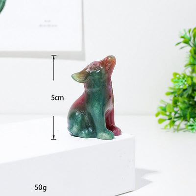 Olivenorma Naturkristall Kleiner Wolf Junge Edelstein-Dekoration