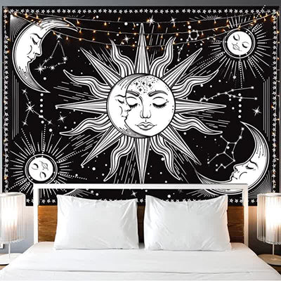 Olivenorma Sonne und Mond Retro Kunst Yoga Wandbehang Tapisserie