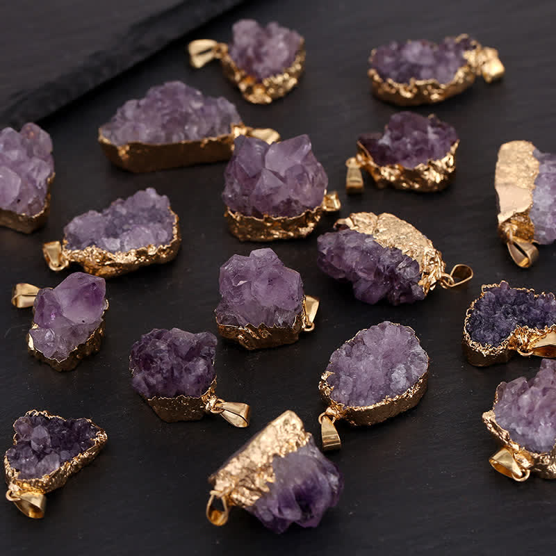 Olivenorma Gold Amethyst Natur-Edelstein-Halskette